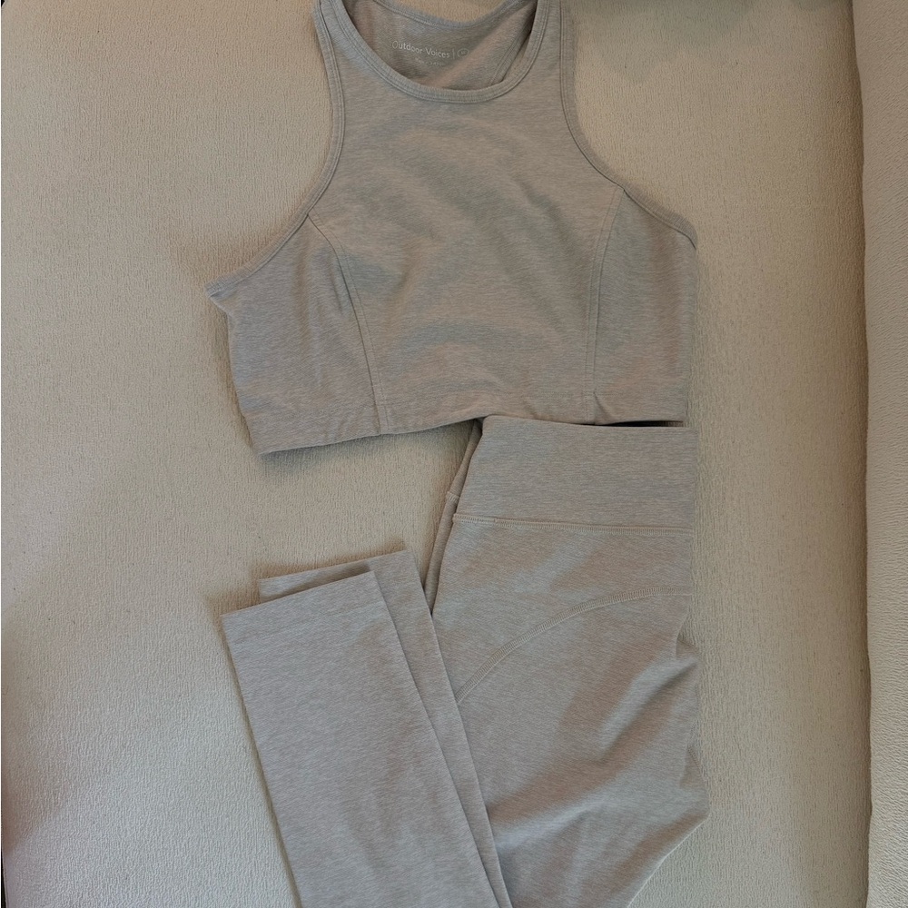 Women's Outdoor Voices Tan Pants & Crop top Set